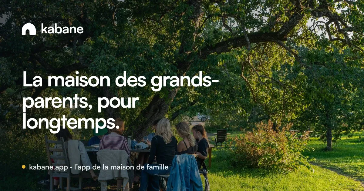 Le visuel de campagne de Kabane : une famille à table sous un arbre